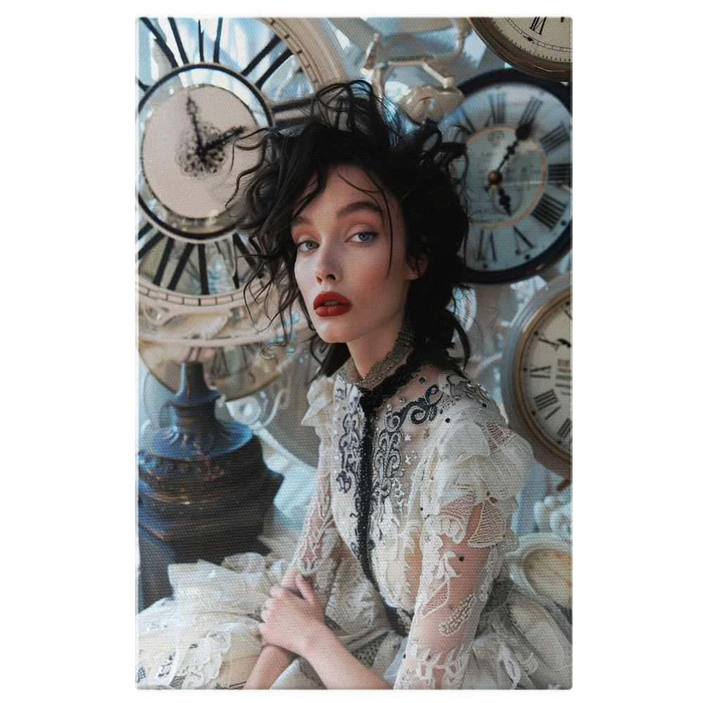 Acord Perfect al Femeii cu Ceasurile - Rochie din Dantelă - Pictură Digitală, Marime 40x25CM [1]