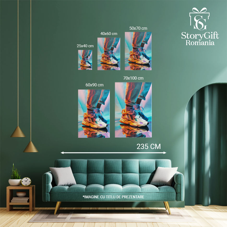 Tablou Canvas Adidas în Lumina ce Reflectă Nuanțe în Degrade Pași pe Oglinda Reflectorizantă , Pictura Digitala 40x25CM [4]