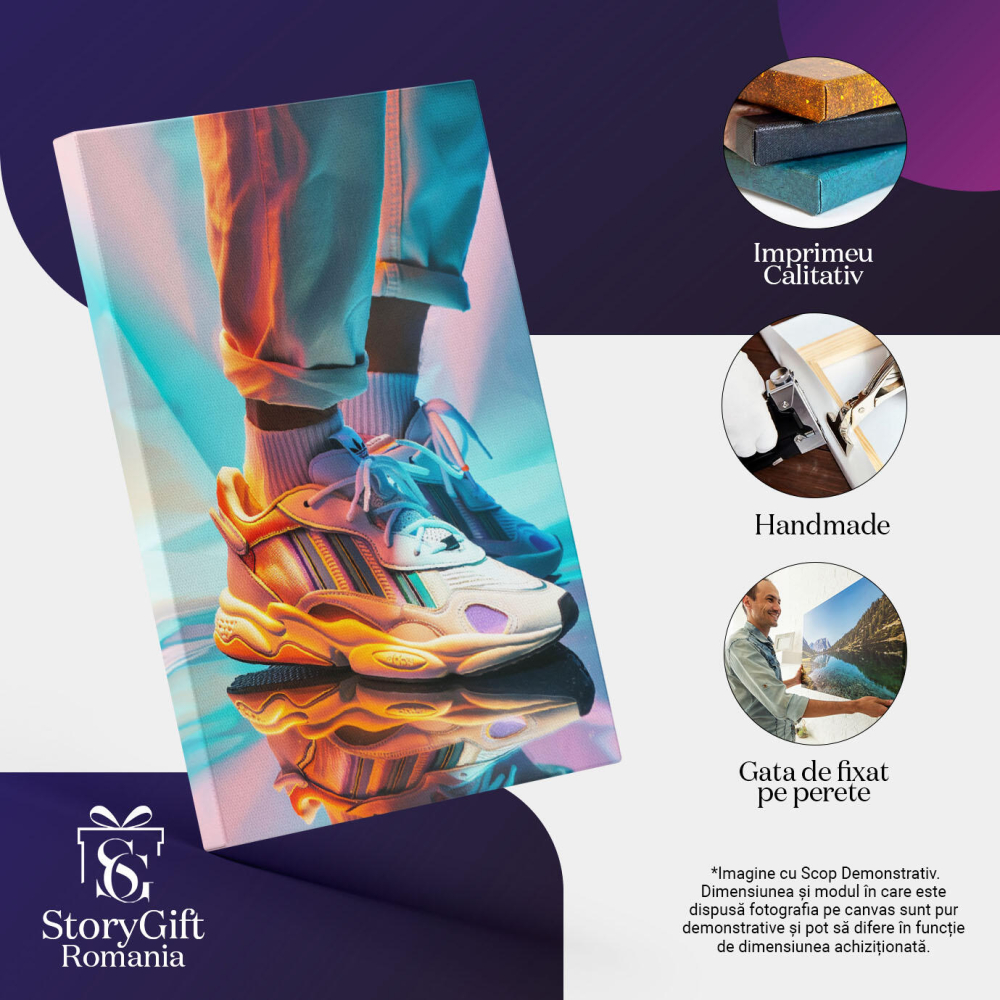 Tablou Canvas Adidas în Lumina ce Reflectă Nuanțe în Degrade Pași pe Oglinda Reflectorizantă , Pictura Digitala 40x25CM [3]