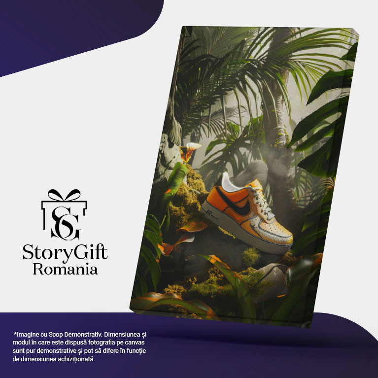 Tablou Canvas Adidasul Pierdut în Pădurea Tropicală Pădure Verde cu Muchi Ficusi și Palmieri , Pictura Digitala 40x25CM [5]