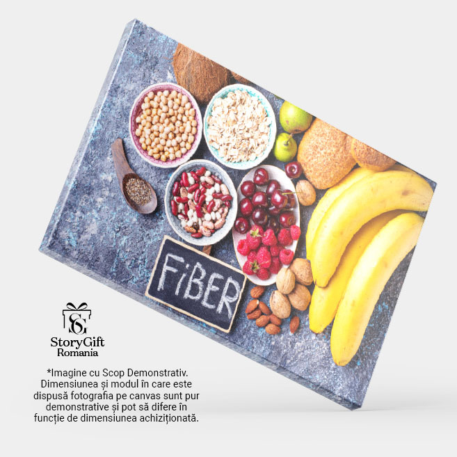 Tablou Canvas alimente bogate in fibre pentru o dieta sanatoasa O combinatie delicioasa de banane, zmeura  Preparate Proaspete si Gusturi Exceptionale 40x25CM [4]