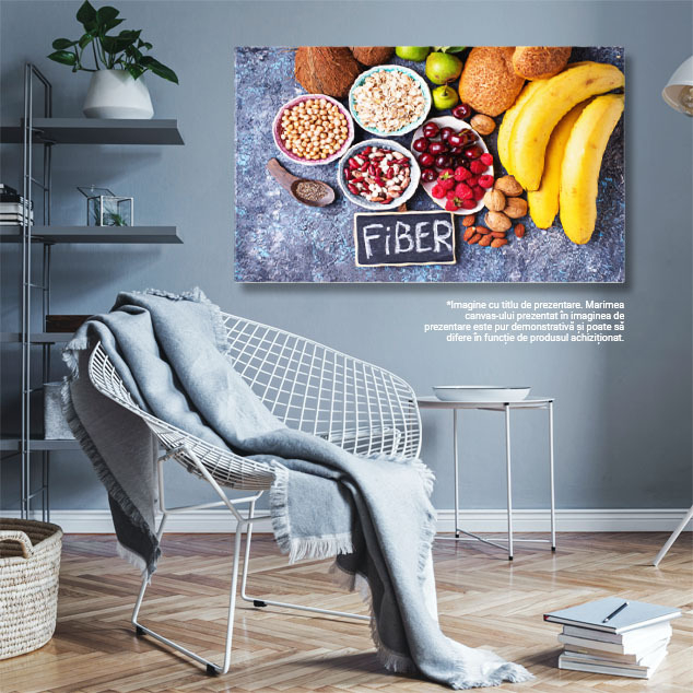 Tablou Canvas alimente bogate in fibre pentru o dieta sanatoasa O combinatie delicioasa de banane, zmeura  Preparate Proaspete si Gusturi Exceptionale 40x25CM [3]