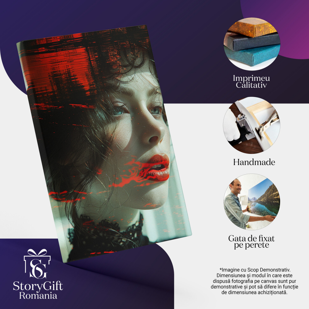 Amintirea Locului de Baștină a Brunetei cu Buze de Foc - Pictură Digitală, Marime 40x25CM [2]