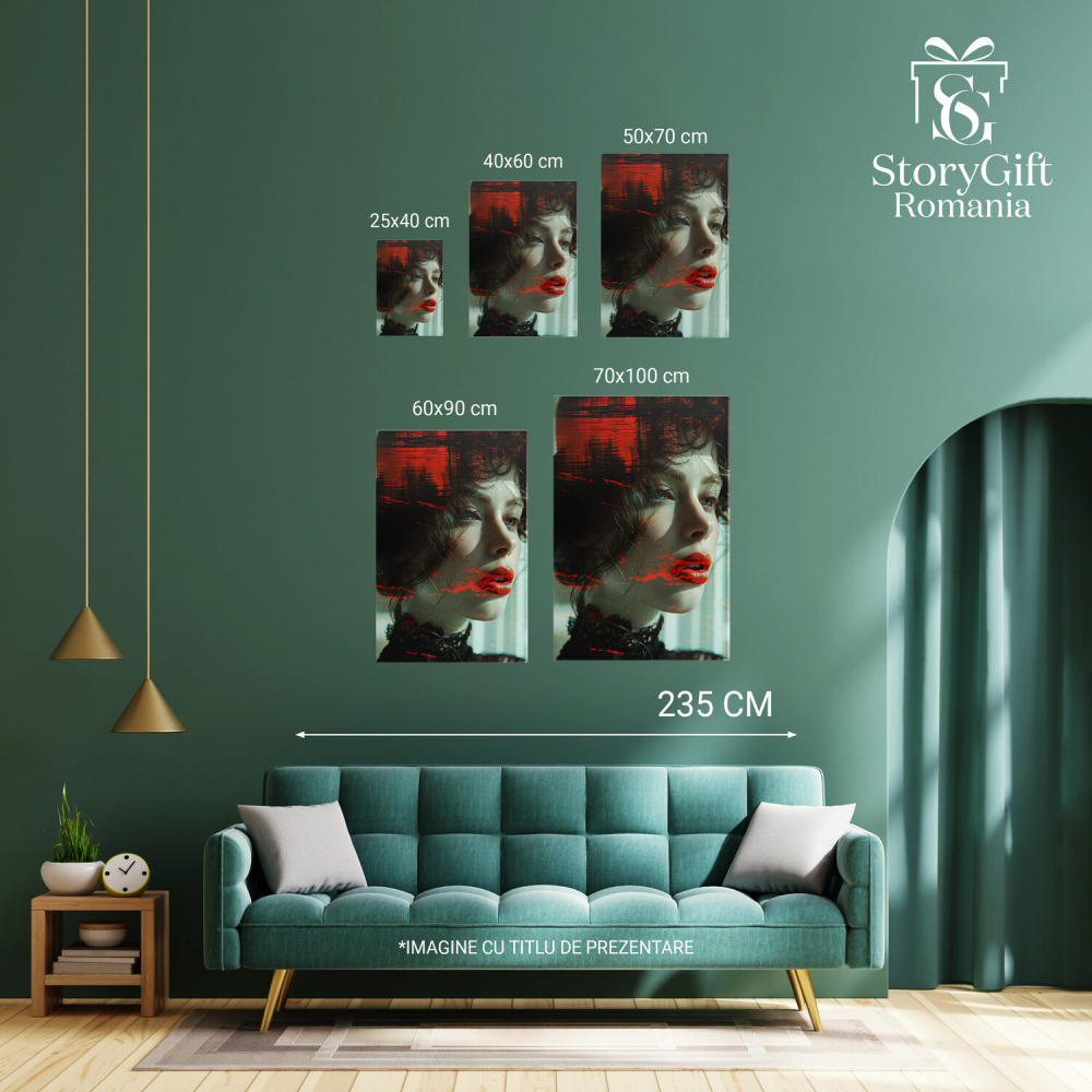 Amintirea Locului de Baștină a Brunetei cu Buze de Foc - Pictură Digitală, Marime 40x25CM [4]