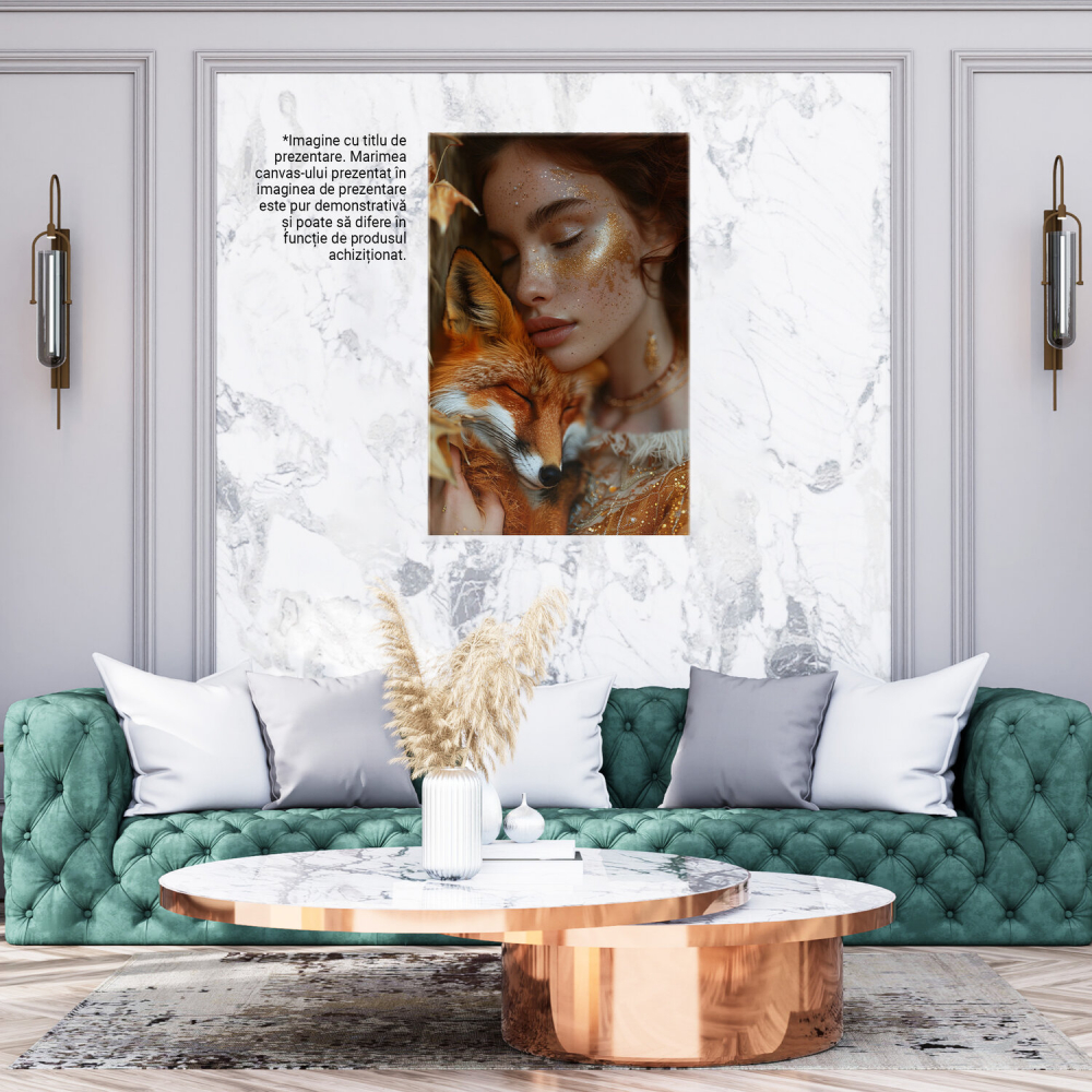 Vulpe Frumoasă și Stăpâna ei cu Sclipici pe Față, Marime 40x25CM [3]