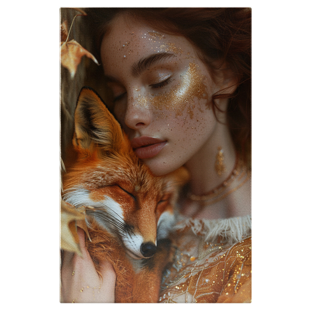 Vulpe Frumoasă și Stăpâna ei cu Sclipici pe Față, Marime 40x25CM [1]