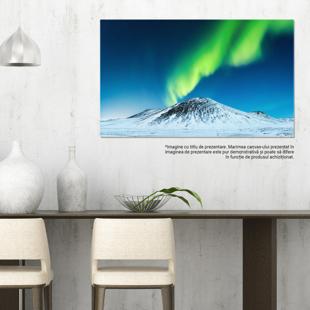 Apariție Aurorii Boreale Peste Munte într-o Noapte Înstelată, Marime 40x25CM [3]