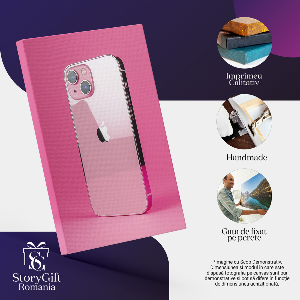 Tablou Canvas Apple iPhone 15 Pink - Pictură Digitală de Înaltă Claritate, Marime 40x25CM [2]