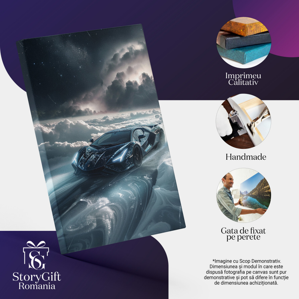 Aproape de Astre - Automobil Sport în Norii Nopții cu Ploaie de Stele Strălucitoare, Marime 40x25CM [2]