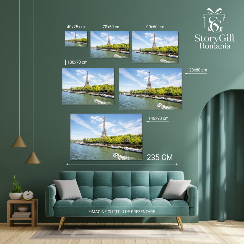 Apus de Soare la Paris – Turnul Eiffel – Tablou Canvas, Marime 40x25CM [4]