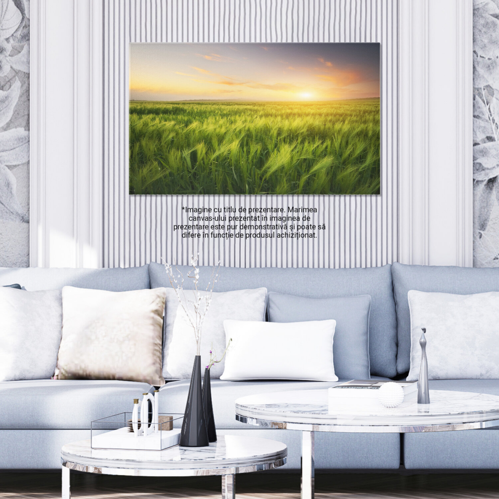 Apus de Soare în Câmpul de Grâu Vara: O Serenitate Rurală, Marime 40x25CM [3]