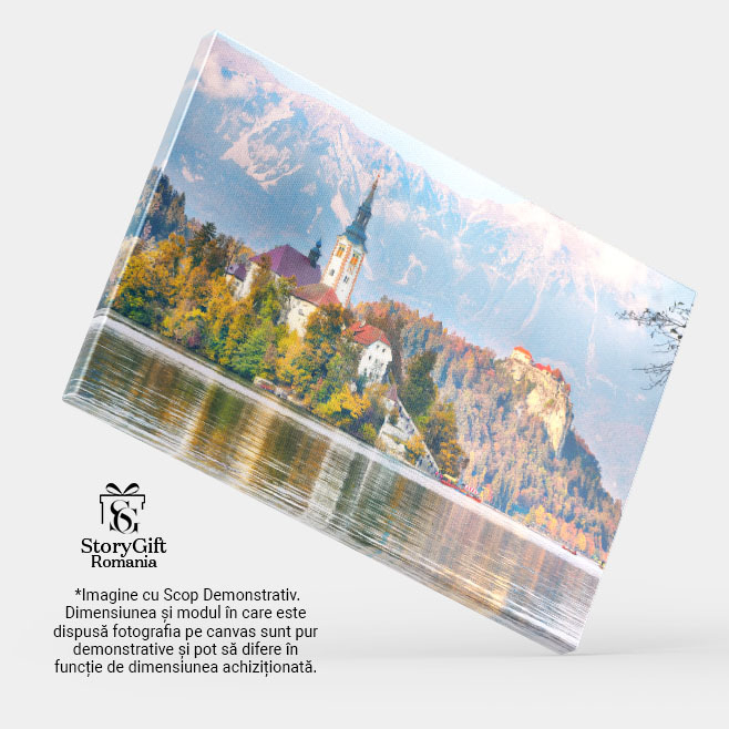 Tablou Canvas Apus la Destinatia Turistica Bled, slovenia, lac, toamna, natura, peisaj, constructie 524 40x25CM [4]