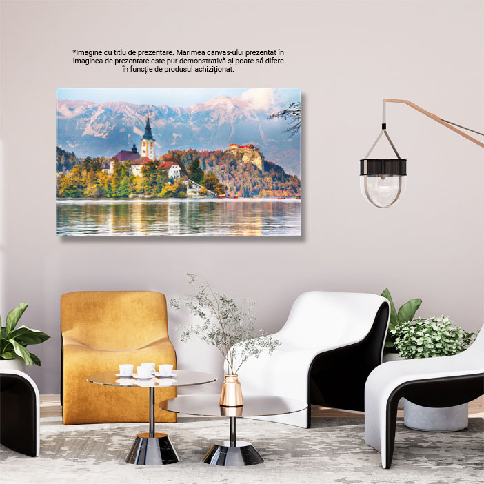 Tablou Canvas Apus la Destinatia Turistica Bled, slovenia, lac, toamna, natura, peisaj, constructie 524 40x25CM [3]