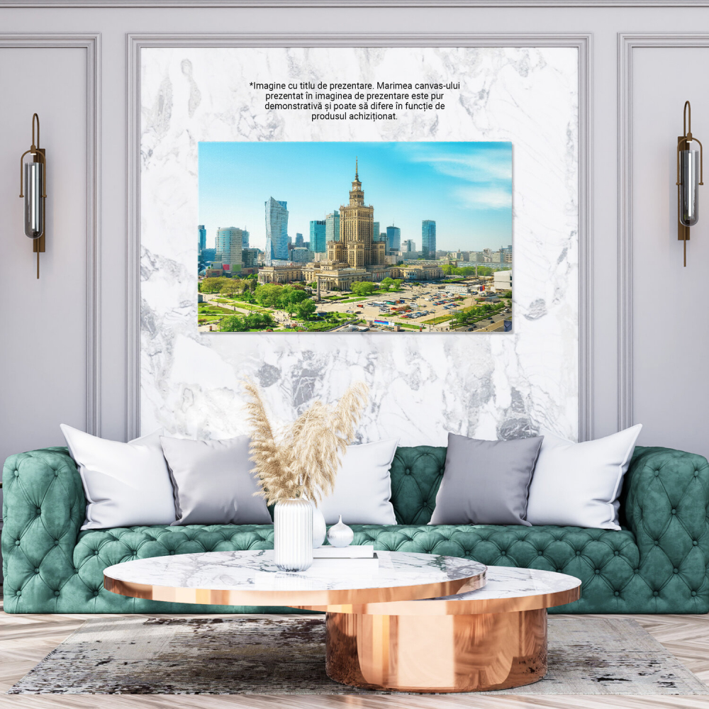 Tablou Canvas: Arhitectura Modernă în Varșovia - Turnul Palatului Culturii și Științei, Marime 40x25CM [3]
