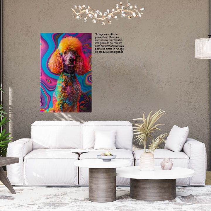 Tablou Canvas:  Armonia cromatică a unui Poodle - O călătorie prin curcubeu Pictura Digitala 40x25CM [2]