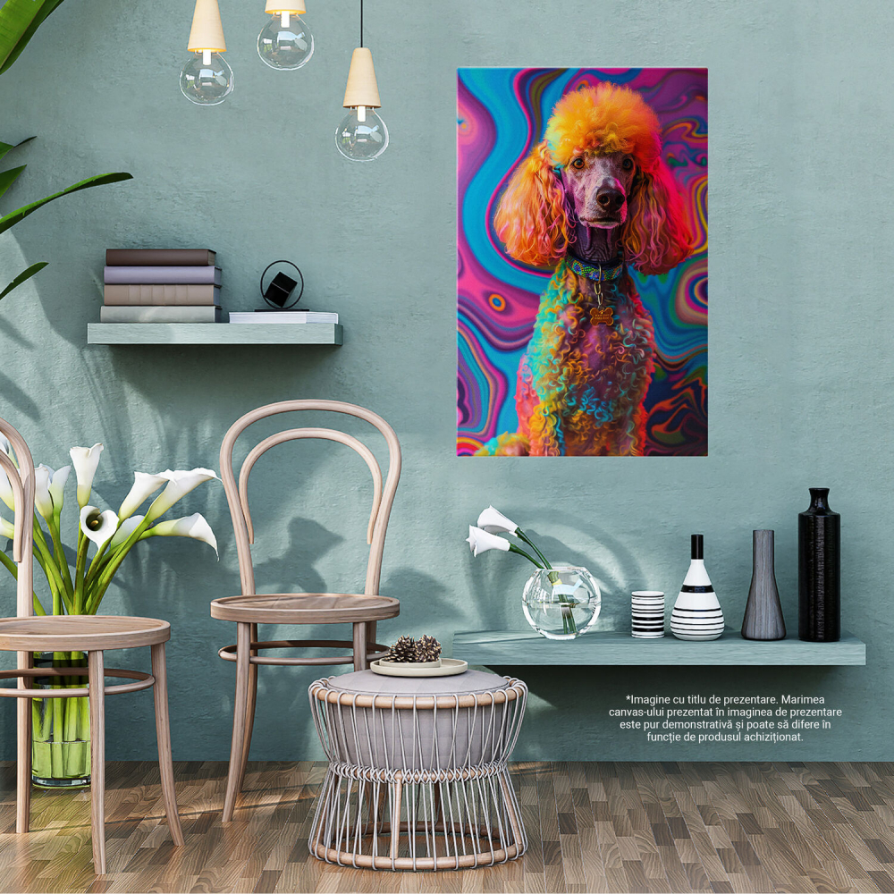 Armonia Cromatică a unui Poodle - Pictură Digitală a Călătoriei prin Curcubeu, Marime 40x25CM [3]