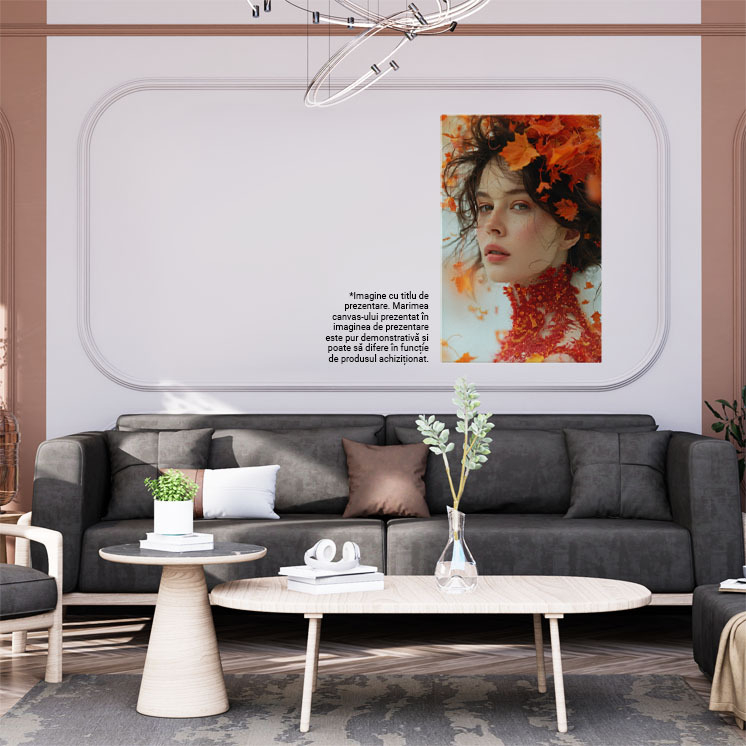 Tablou Canvas Armonia Efemeră și Simfonia Toamnei în Veșmintele Femeii Europene , Pictura Digitala 40x25CM [2]