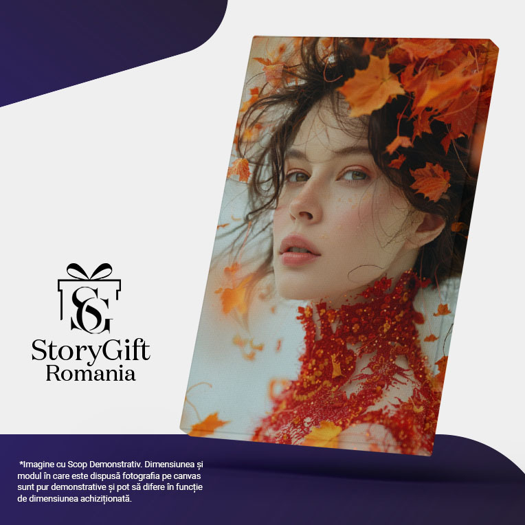 Tablou Canvas Armonia Efemeră și Simfonia Toamnei în Veșmintele Femeii Europene , Pictura Digitala 40x25CM [5]