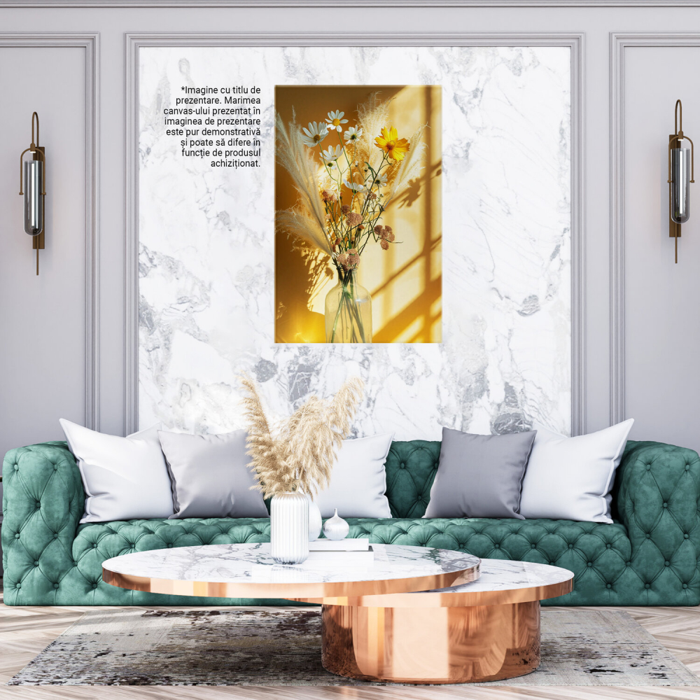 Vază cu Flori în Lumină de Dimineață - Tablou Canvas Elegant, Marime 40x25CM [3]