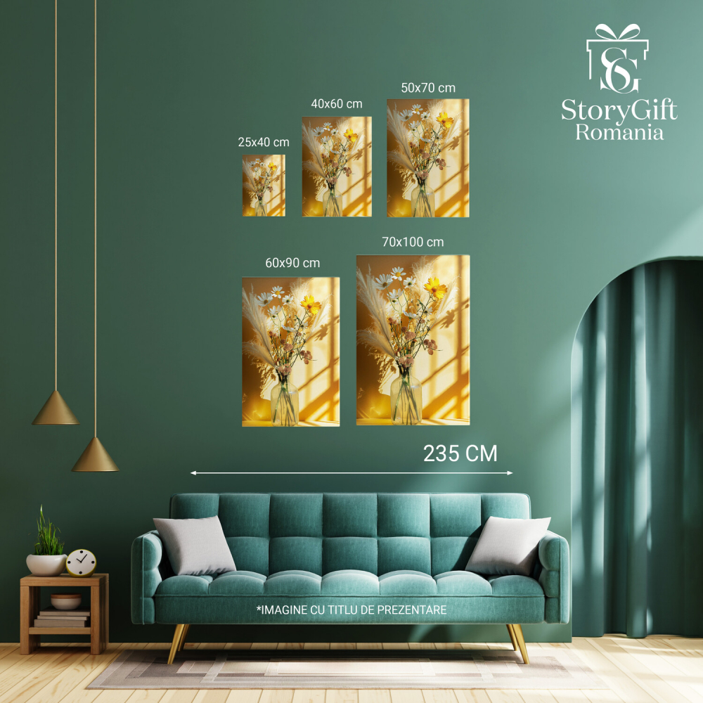 Vază cu Flori în Lumină de Dimineață - Tablou Canvas Elegant, Marime 40x25CM [4]