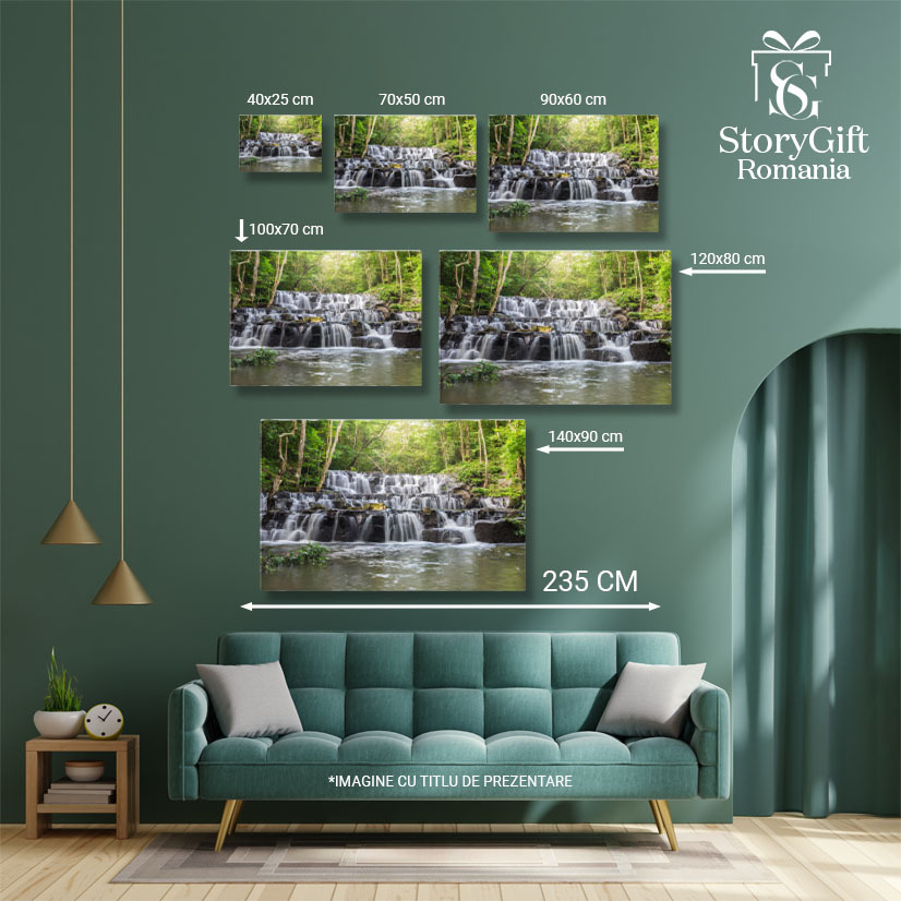 Tablou Canvas Armonie Naturala: Huay Mae Khamin, cascada, padure, peisaj natural, prospetime, relaxare 801 40x25CM [5]