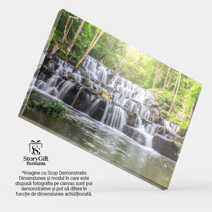 Tablou Canvas Armonie Naturala: Huay Mae Khamin, cascada, padure, peisaj natural, prospetime, relaxare 801 40x25CM [4]