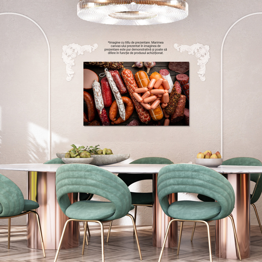Tablou Canvas cu Gustări Tradiționale - Salamuri și Arome, Marime 40x25CM [4]