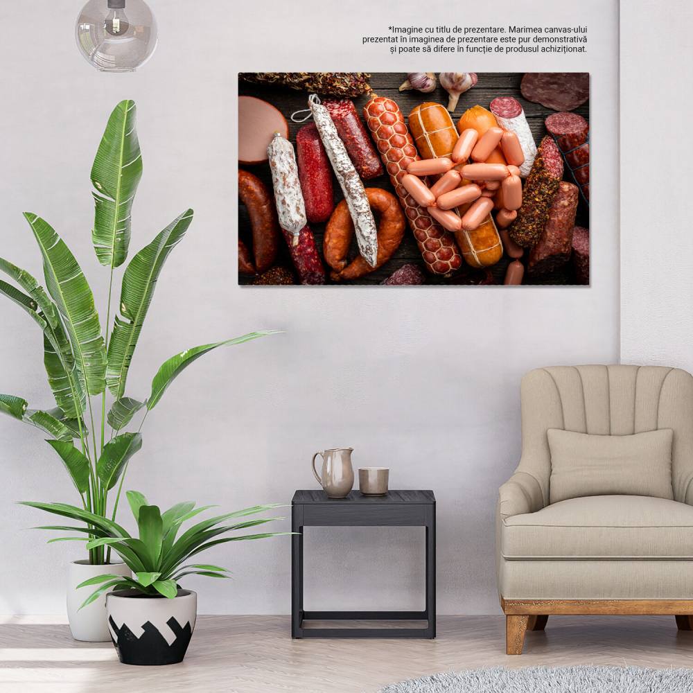 Tablou Canvas cu Gustări Tradiționale - Salamuri și Arome, Marime 40x25CM [3]