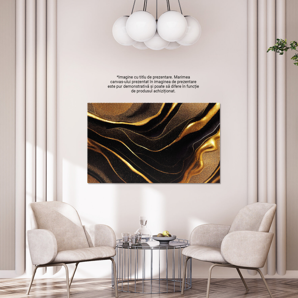 Tablou Canvas: Îmbinare Elegantă de Auriu și Negru în Stil Marmură, Marime 40x25CM [4]
