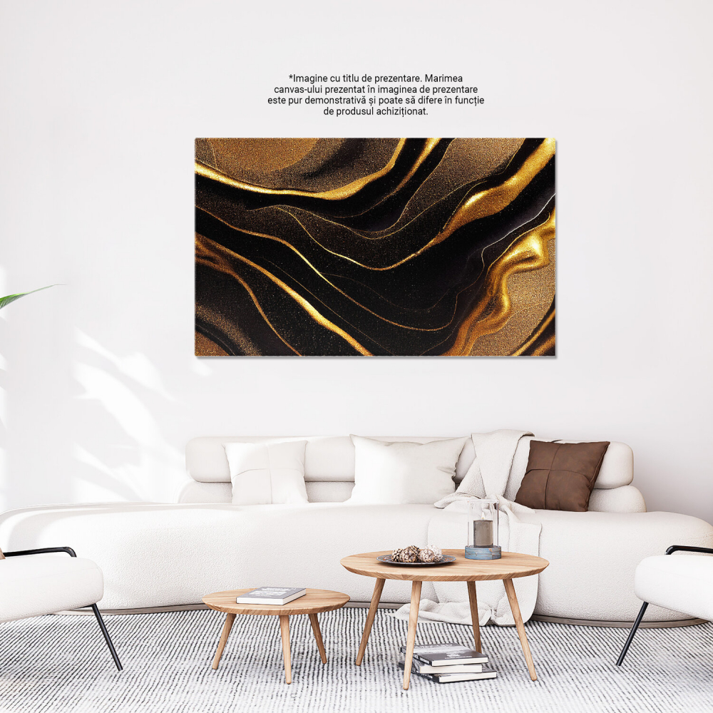 Tablou Canvas: Îmbinare Elegantă de Auriu și Negru în Stil Marmură, Marime 40x25CM [3]