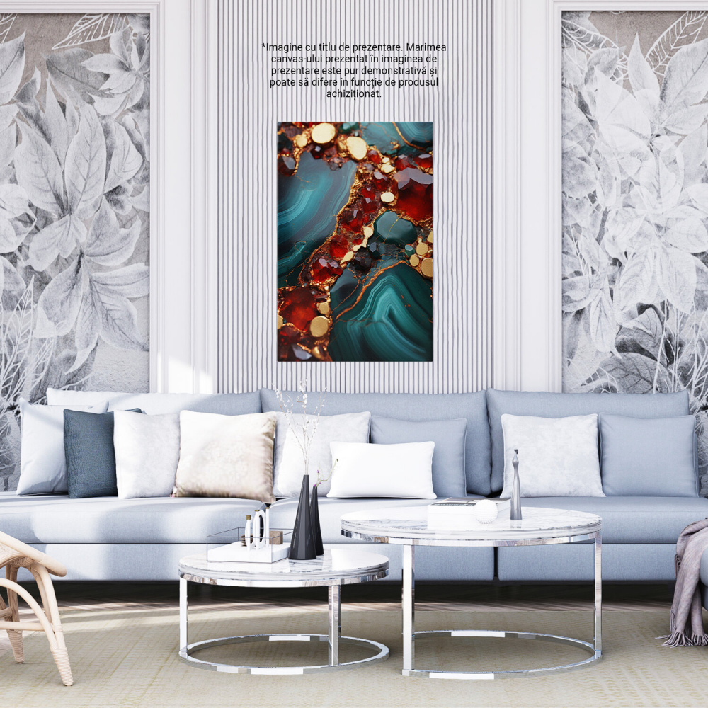 Arta Abstractă cu Pietre Prețioase Roșii - Pictură Digitală, Marime 40x25CM [4]