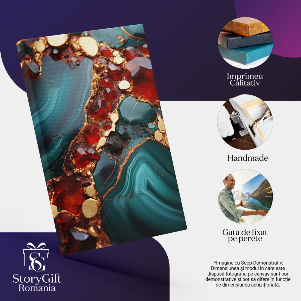 Arta Abstractă cu Pietre Prețioase Roșii - Pictură Digitală, Marime 40x25CM [2]