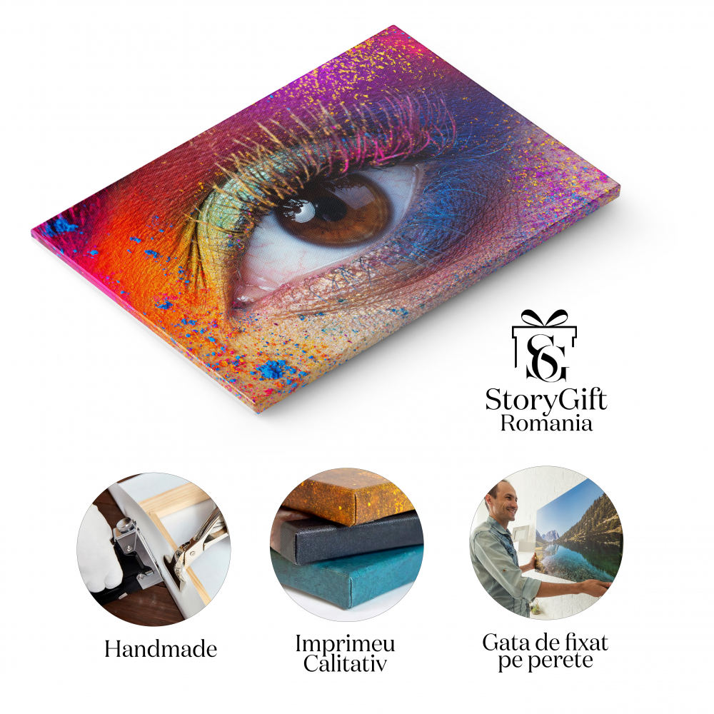 Tablou Canvas - Arta in Machiaj: Pigmenti Colorati 140x90CM [2]