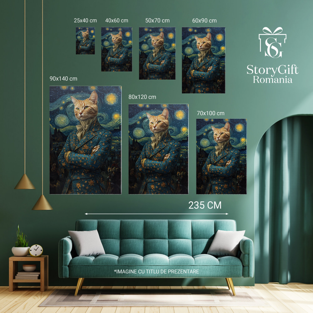  Tablou Canvas Personalizat Arta Van Gogh Cu Stele Aurii Și Guler AristocratMarime 40x25CM [6]