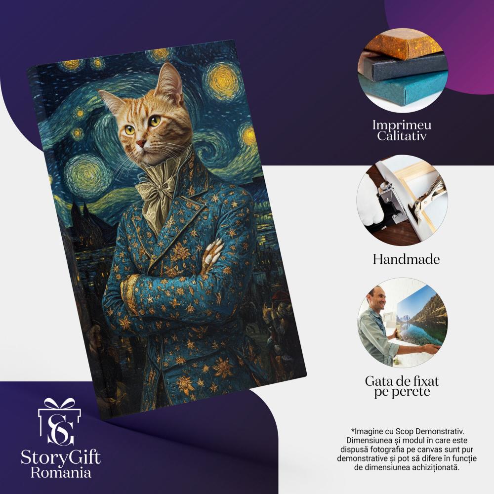  Tablou Canvas Personalizat Arta Van Gogh Cu Stele Aurii Și Guler AristocratMarime 40x25CM [4]