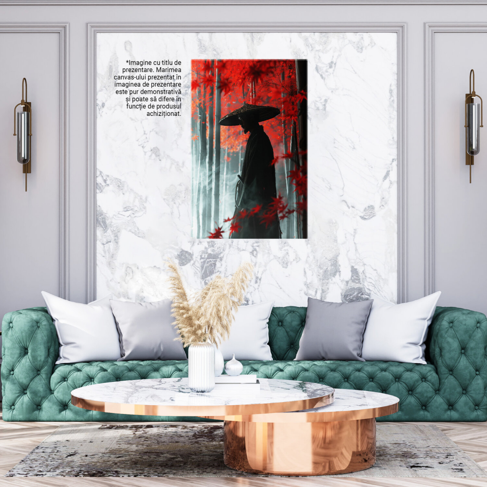 Artă Japoneză cu Flori Roșii - Pictură Digitală de Cultură și Personaje, Marime 40x25CM [3]