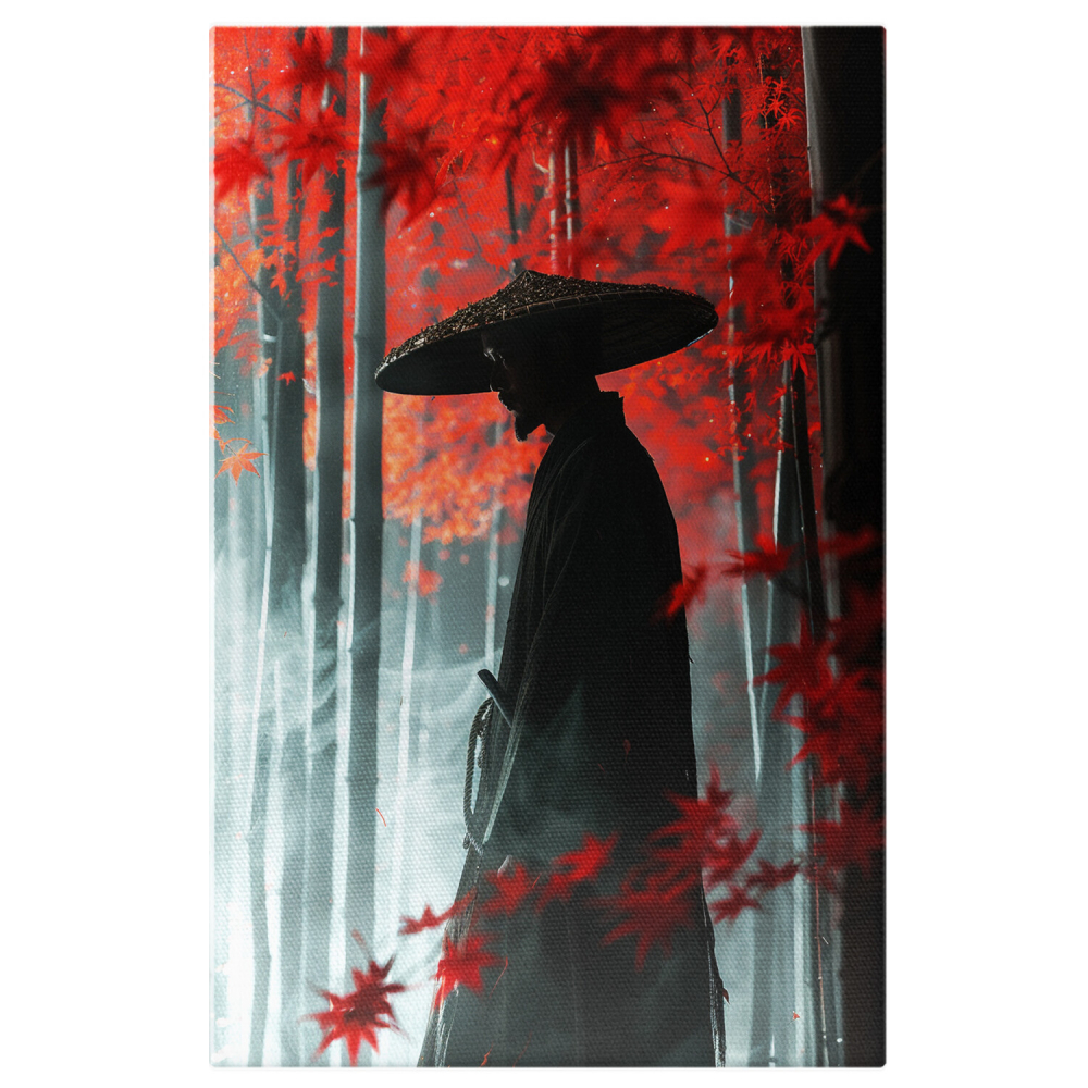 Artă Japoneză cu Flori Roșii - Pictură Digitală de Cultură și Personaje, Marime 40x25CM [1]