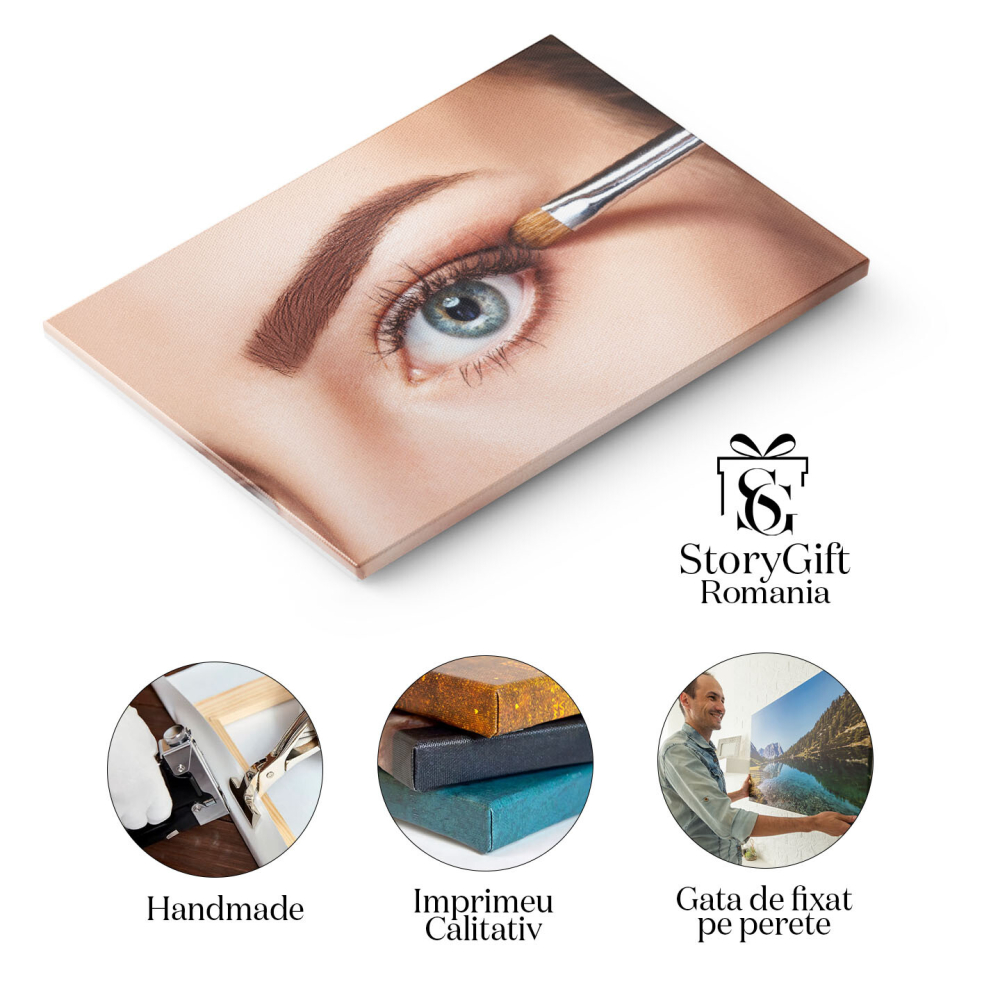 Tablou Canvas - Arta machiajului: Frumusete, pudera, panza feminina, stil profesional 40x25CM [2]