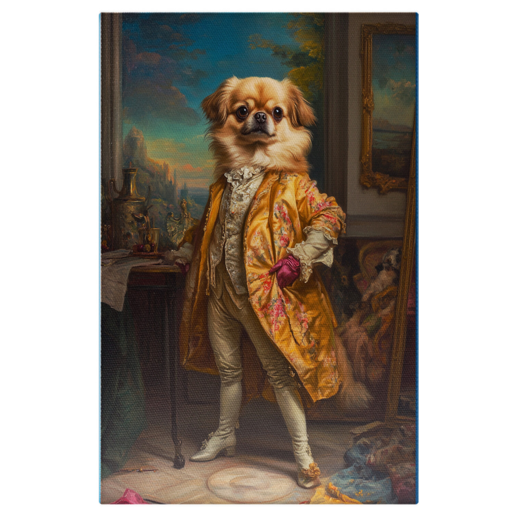  Tablou Canvas Personalizat Artist Pictor Regal Cu Palton Galben Și Mănuși RozMarime 120x80CM [1]