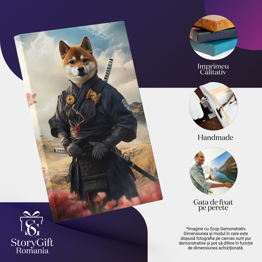  Tablou Canvas Personalizat Asasin Japonez Cu Kimono și Accesorii Aurii Pe MunteMarime 40x25CM [4]