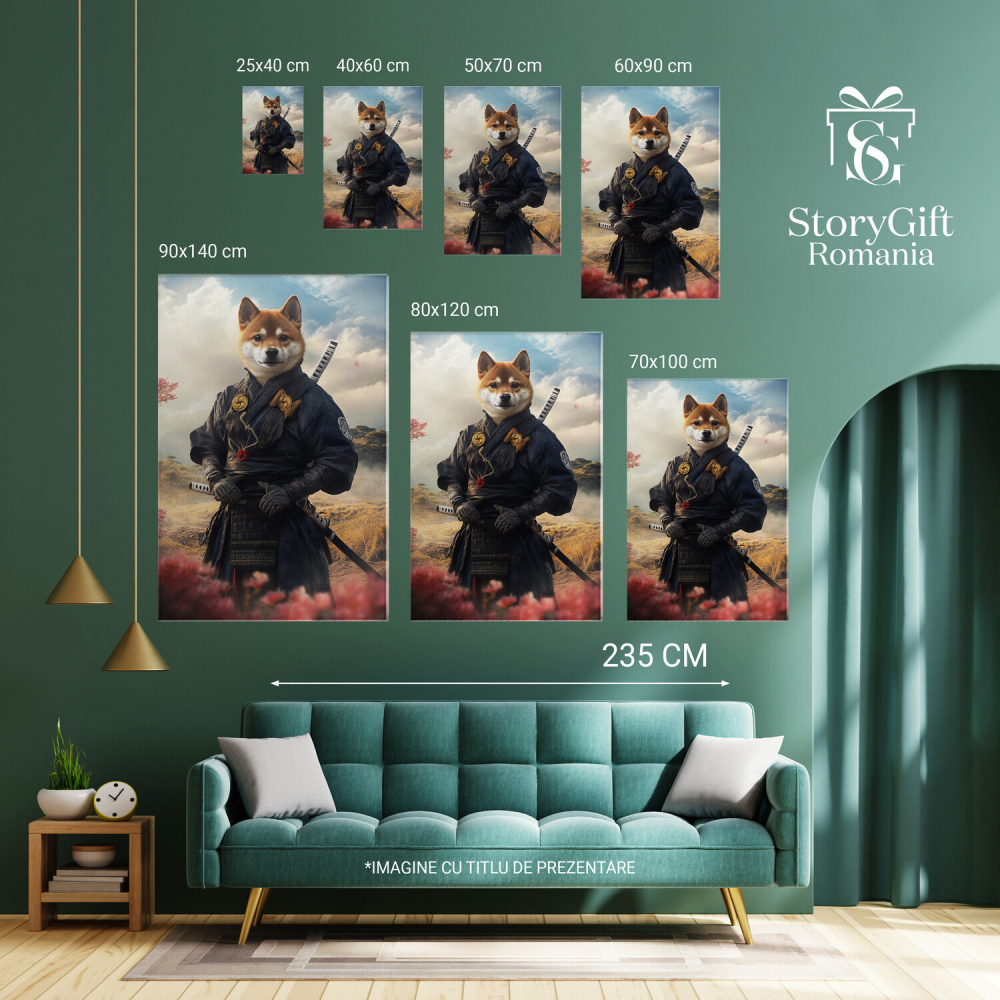  Tablou Canvas Personalizat Asasin Japonez Cu Kimono și Accesorii Aurii Pe MunteMarime 40x25CM [6]