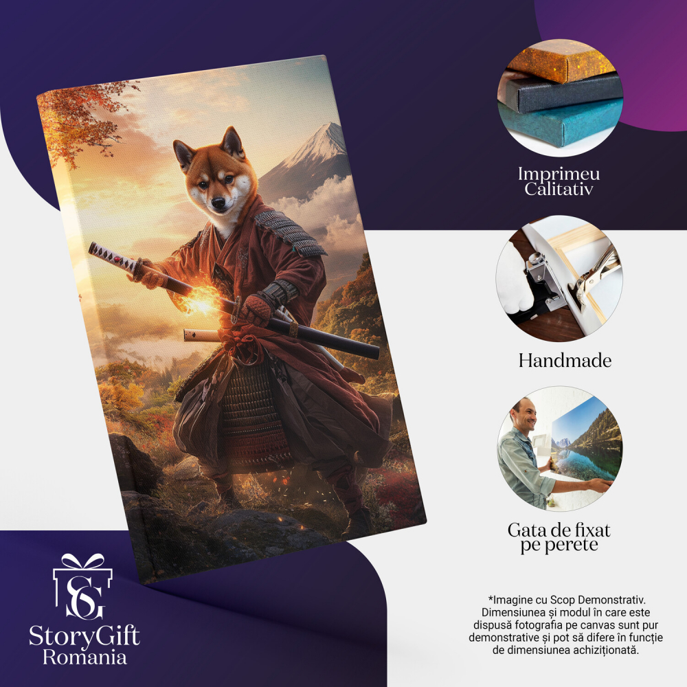  Tablou Canvas Personalizat Asasin Japonez Cu Sabii La Apus Pe MunteMarime 40x25CM [4]