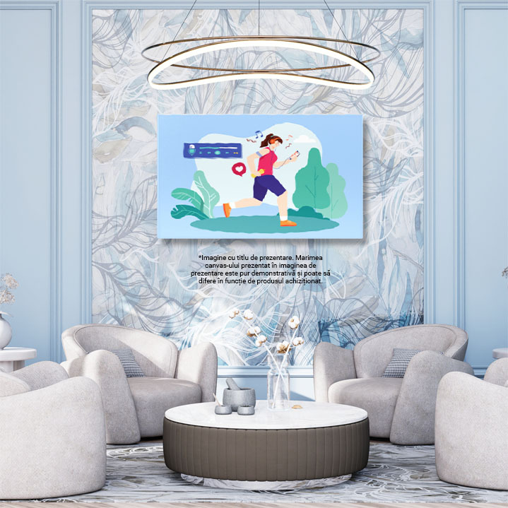 Tablou Canvas Ascultarea Muzicii in Timpul Alergarii , Activitatea Preferata a Fetei Imbracate Sport 40x25CM [3]