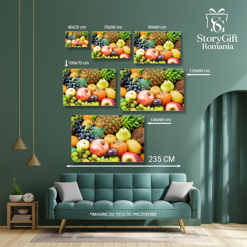Tablou Canvas Asortiment de Fructe Tropicale, fruit, apple, banana, grape, orange 502 40x25CM [5]