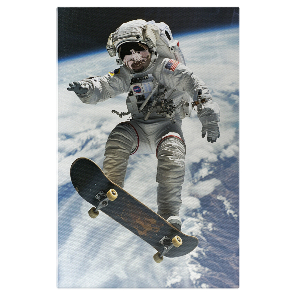 Tablou Canvas - Astronaut pe Skateboard deasupra Planetei Pământ, Marime 40x25CM [1]