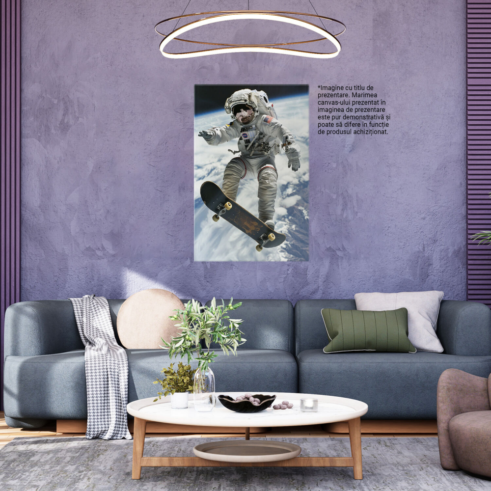 Tablou Canvas - Astronaut pe Skateboard deasupra Planetei Pământ, Marime 40x25CM [3]
