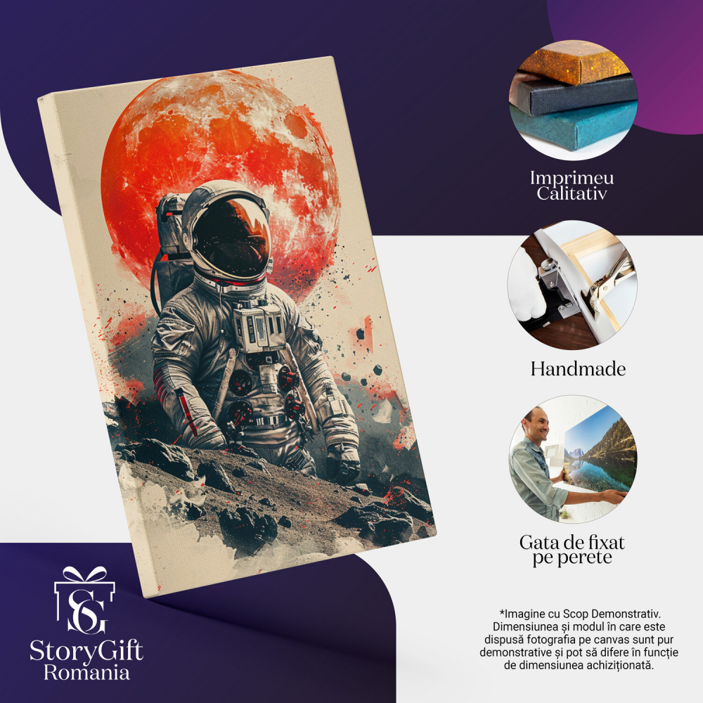 Astronautul de pe Marte - Tablou Canvas cu Panorama Pământului, Marime 40x25CM [2]