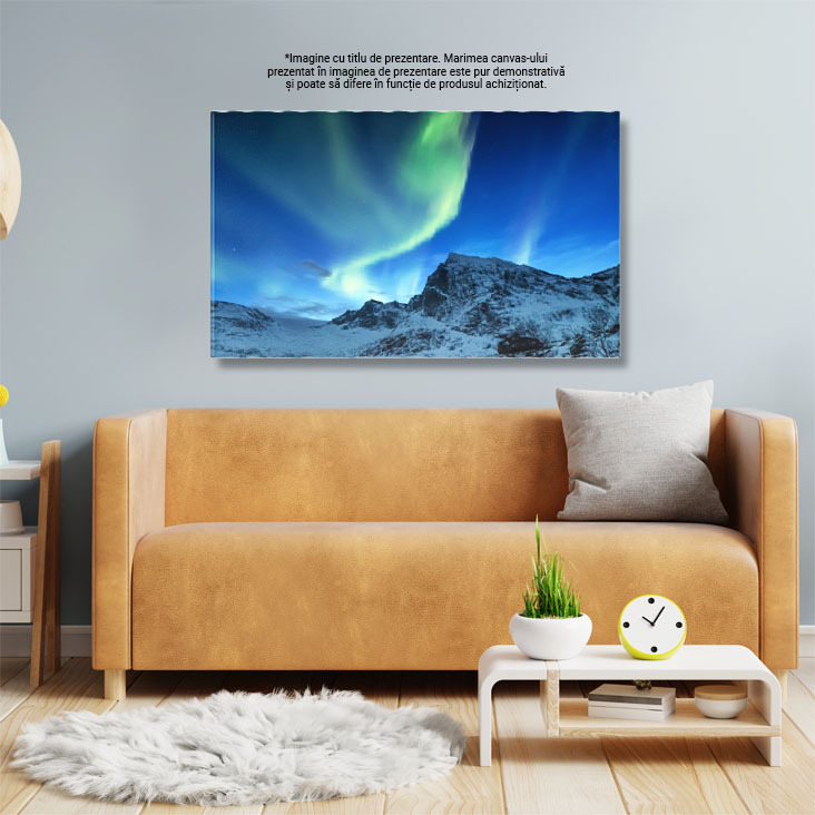 Tablou Canvas Aurora Boreala Peste Insulele Lofoten, Norvegia Luminile Nordului, Peisaj, Noapte, Natura, Astronomie 578 40x25CM [3]