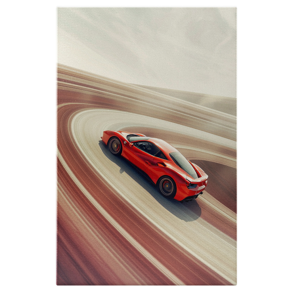 Automobil Sportiv Roșu pe Drum - Tablou Canvas, Marime 40x25CM [1]