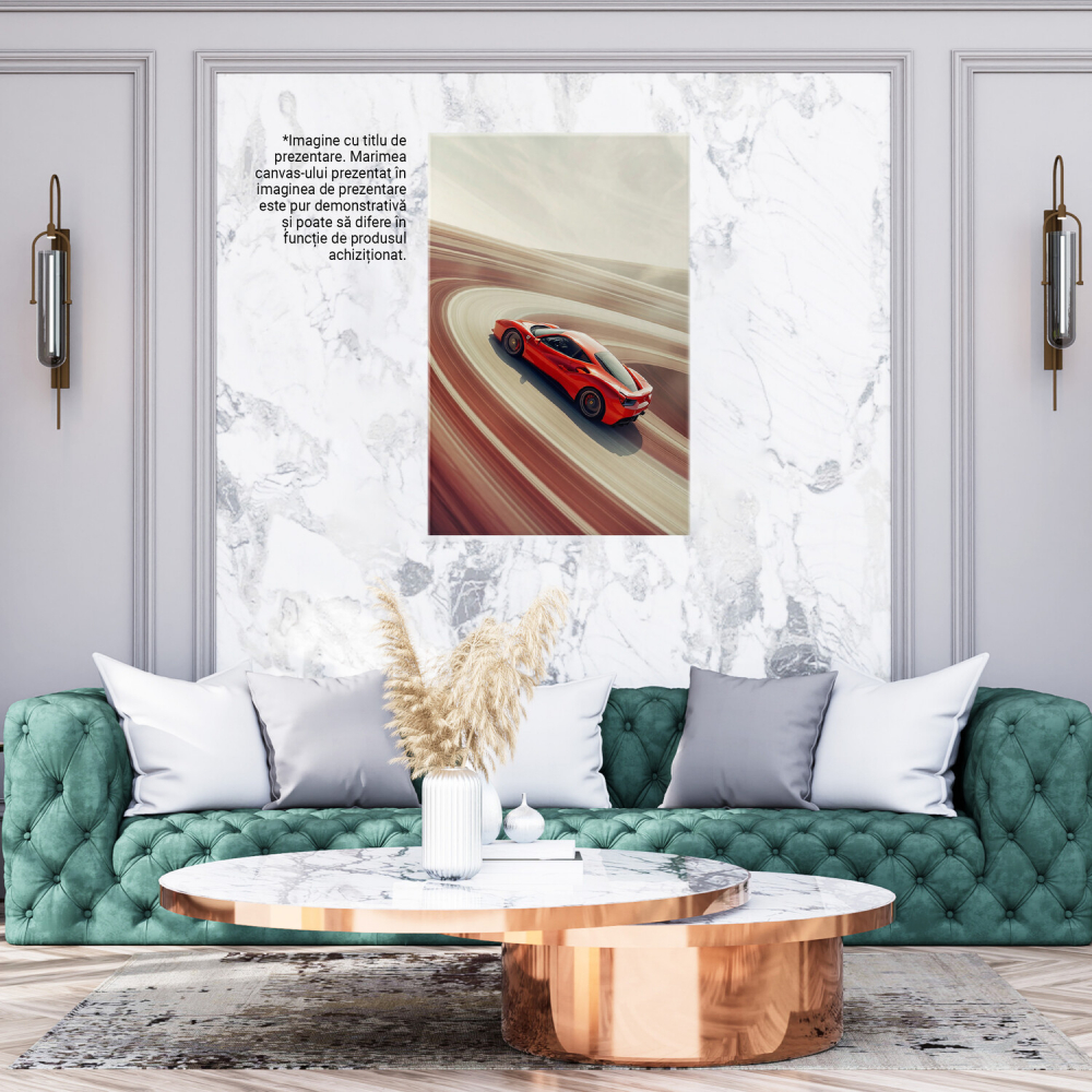 Automobil Sportiv Roșu pe Drum - Tablou Canvas, Marime 40x25CM [3]